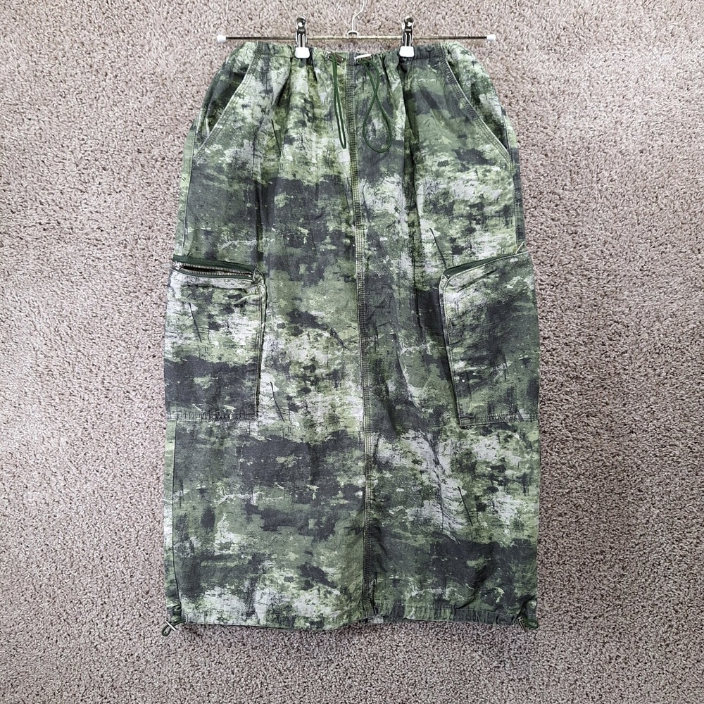 ASOS Design Skirt Women 8 Green Camo Cargo Midi Utility Gorpcore Streetwear